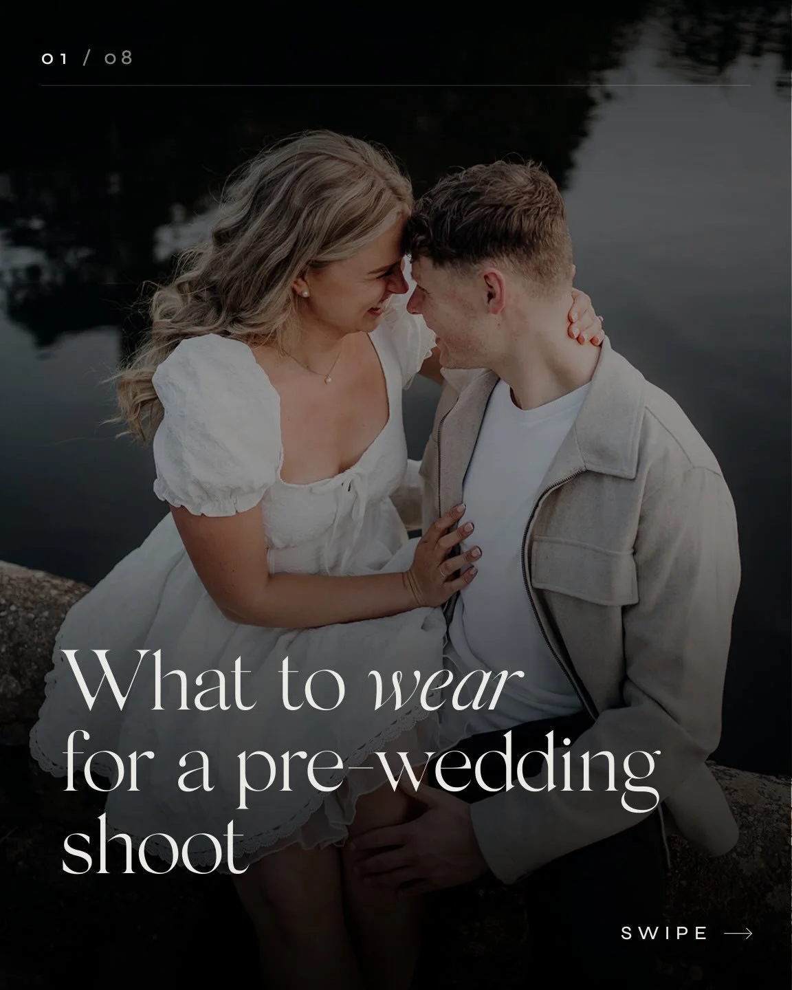 Our tips for how to look and feel your best at your pre-wedding shoot. What you wear can make all the difference so here&rsquo;s our guide to feeling like yourselves and looking effortlessly timeless no matter what setting.

Save for later ❤️