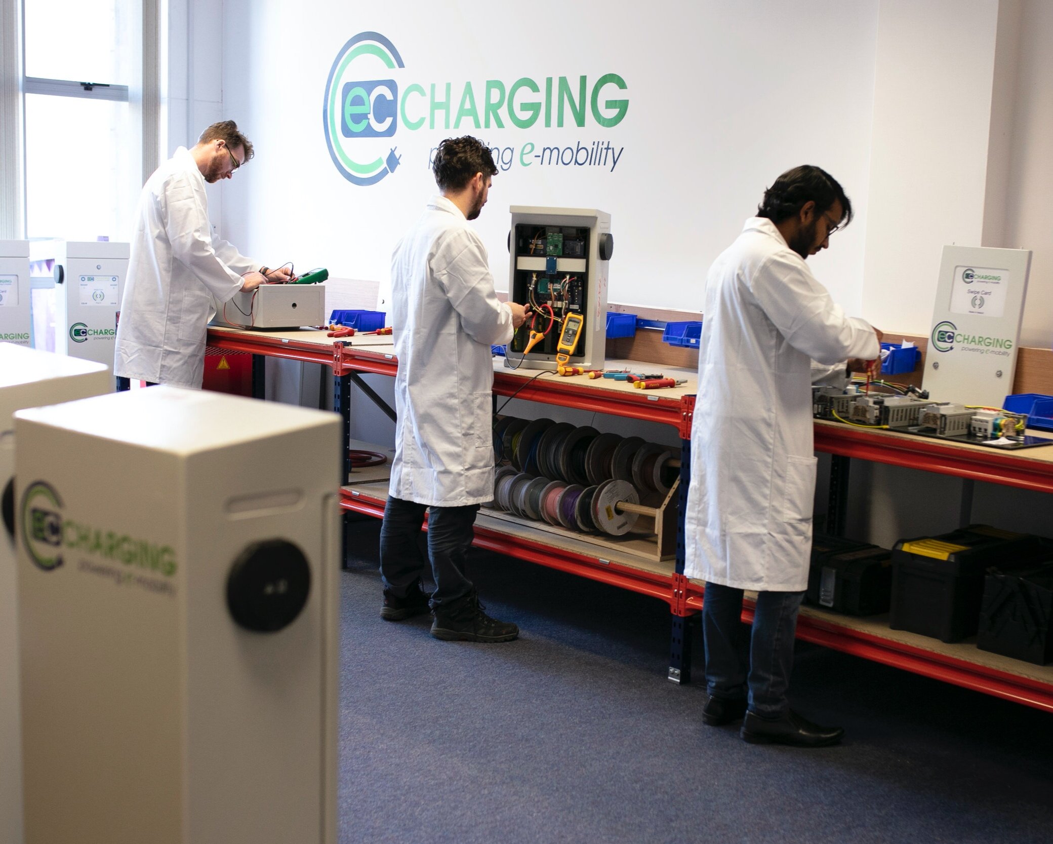 Charging units being worked on by engineers