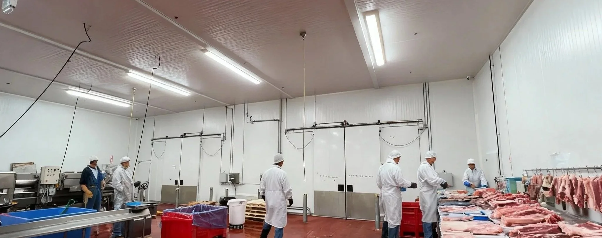 Custom-built food processing refrigeration system featuring TSSA-licensed engineering and high-density insulated panels for Ontario processors.