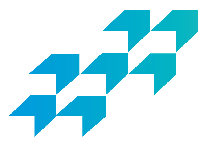 A pattern of interconnected blue and turquoise speech bubbles arranged in a diagonal grid on a black background