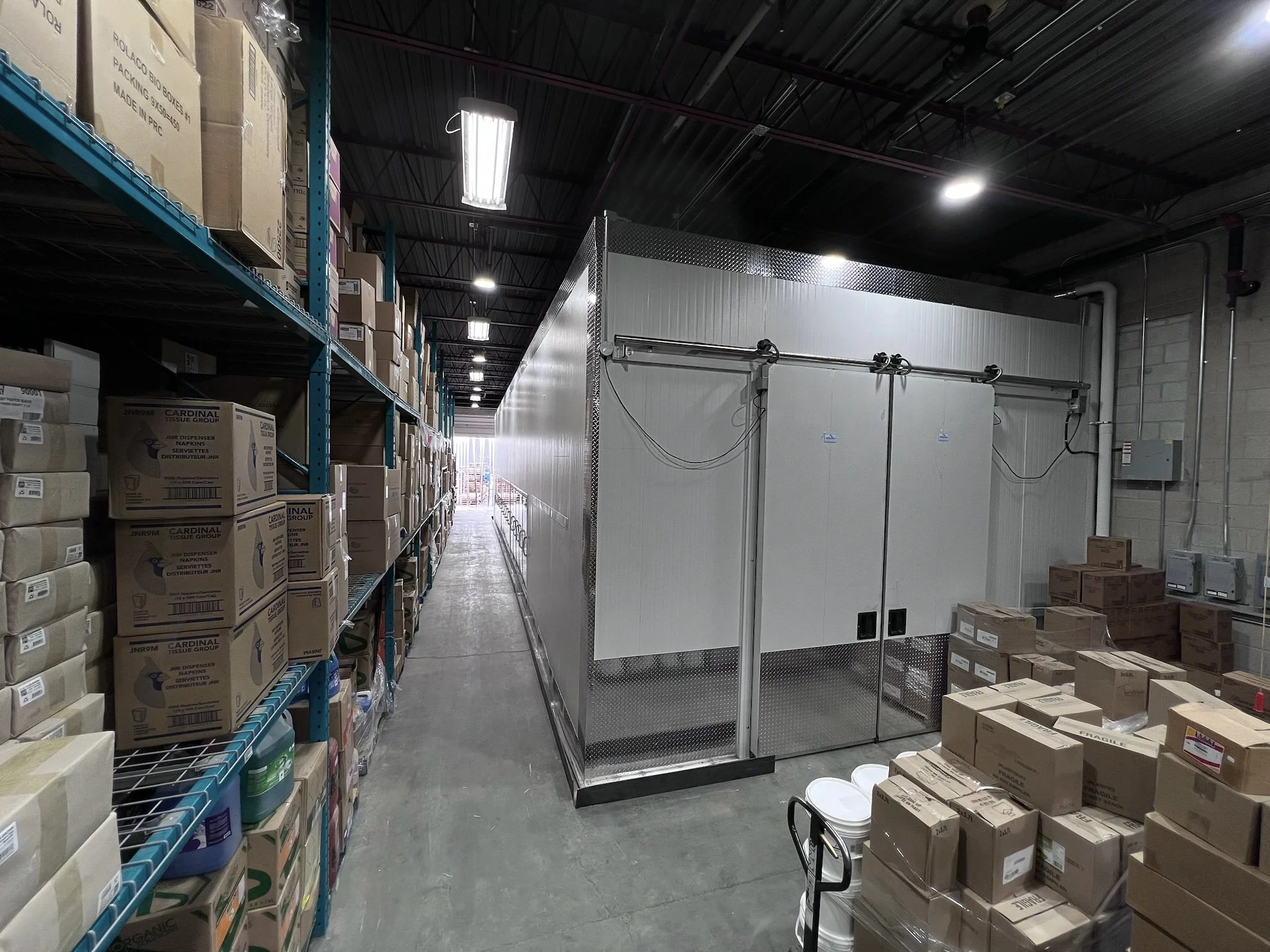 Cold Systems custom-engineered walk-in freezer for high-volume food distribution and storage in Mississauga.