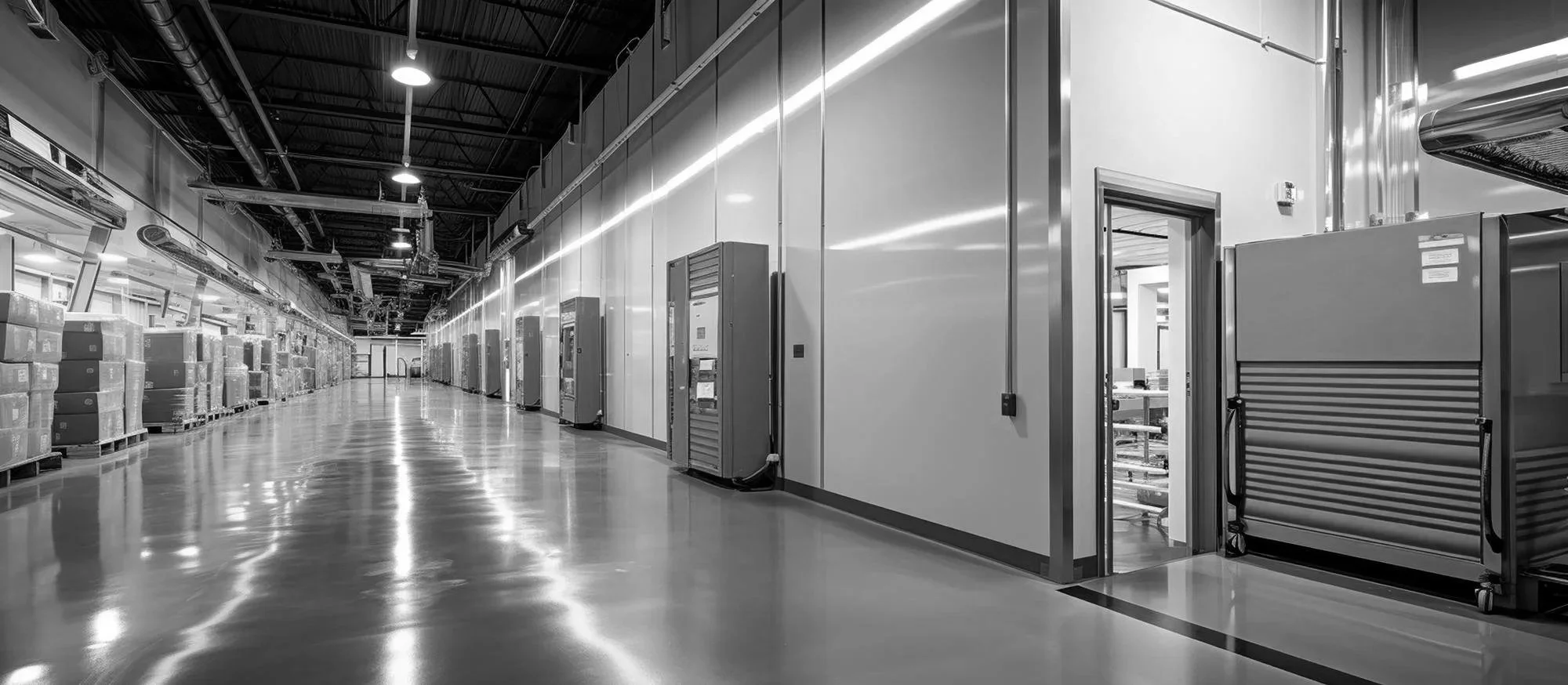 Turnkey industrial refrigeration system installation for cold storage facilities, engineered for maximum energy efficiency and cold chain integrity.
