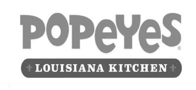 Logo of Popeyes Louisiana Kitchen restaurant chain with stylized text and a black banner.