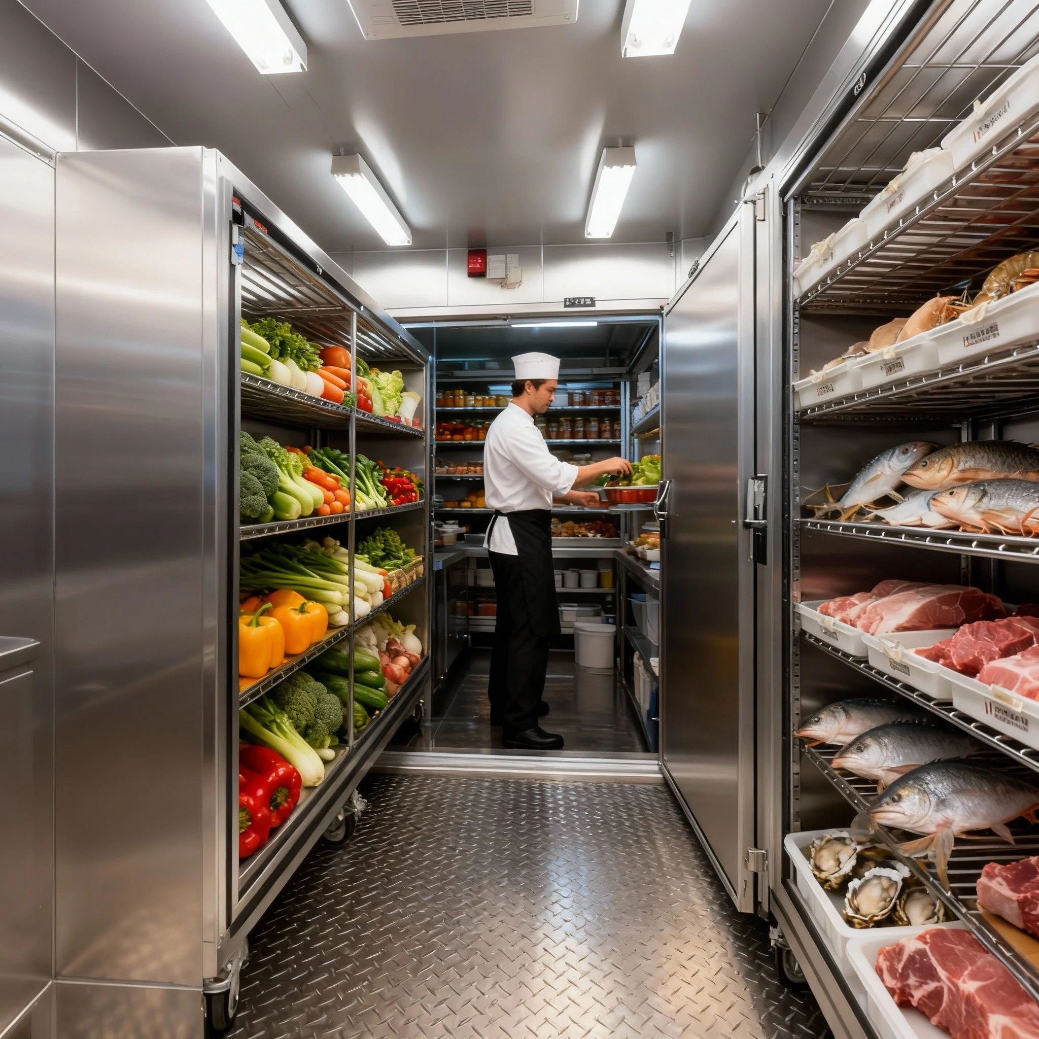 High-capacity hospitality walk-in refrigeration system designed for high-turnover culinary environments by Cold Systems.