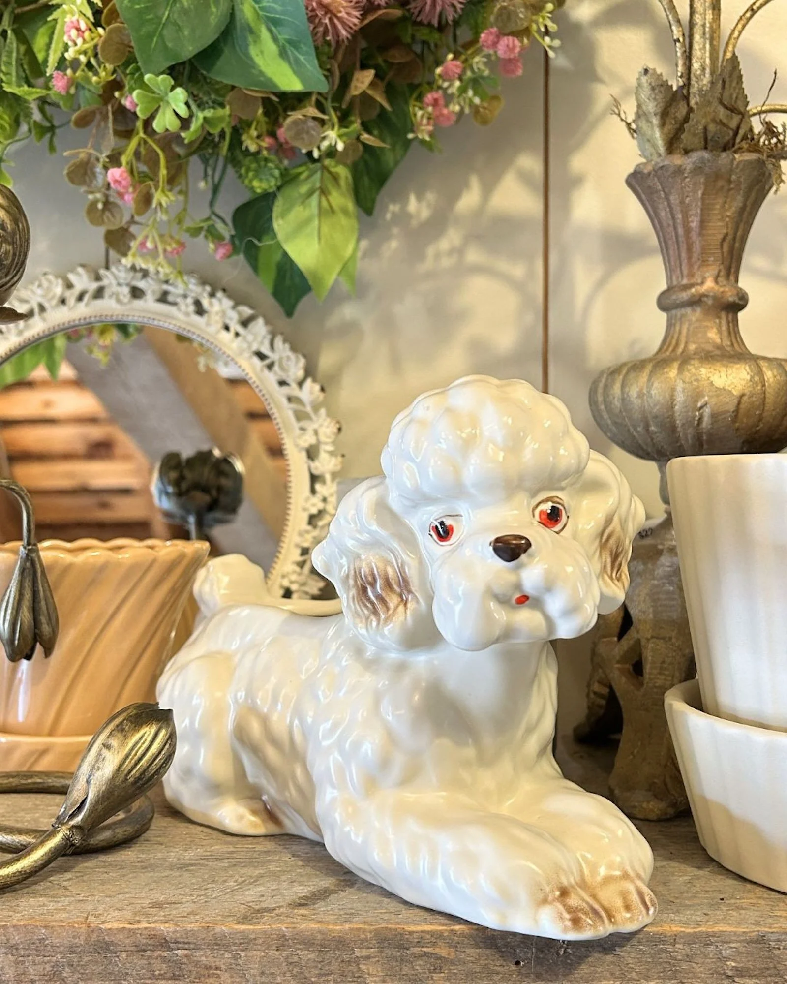 vintage inspired poodle planter decor