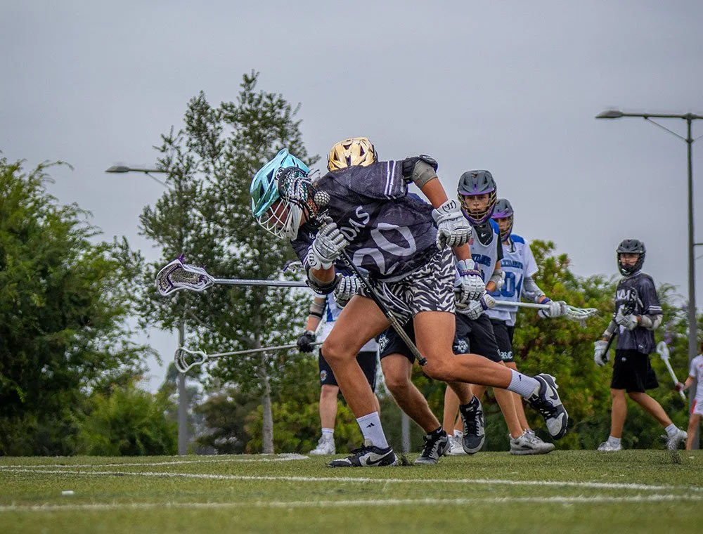 Panda Lacrosse athletes competing in a Southern California lacrosse tournament