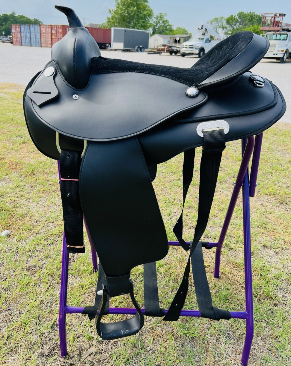 Western Cordura Trail-Pleasure Leather Horse Round Skirt Saddle