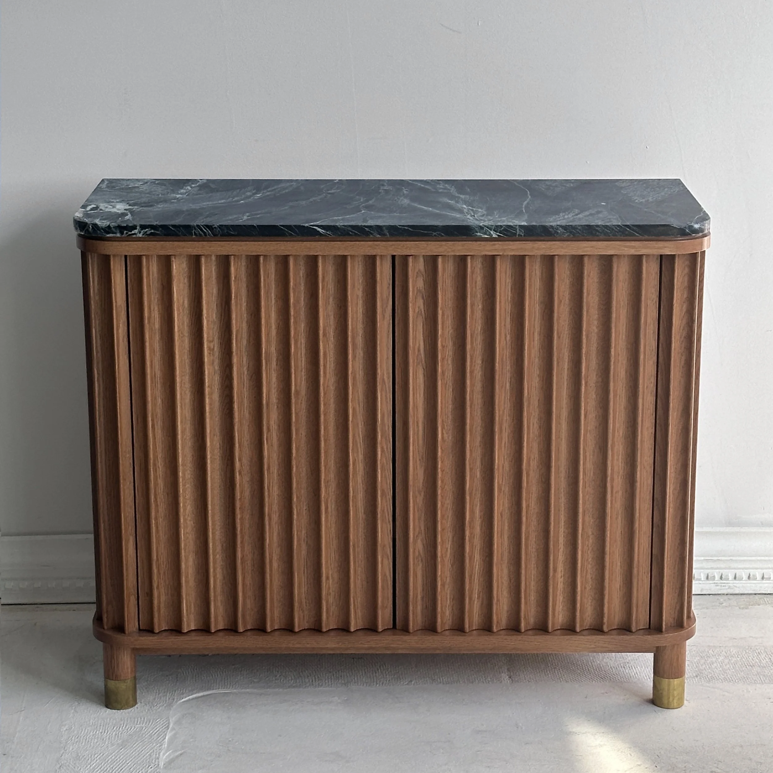 The-Balconet-Sideboard-solid-white-oak-fluted-Verdi-Alpi-marble-brass-feet-turned-custom.JPG