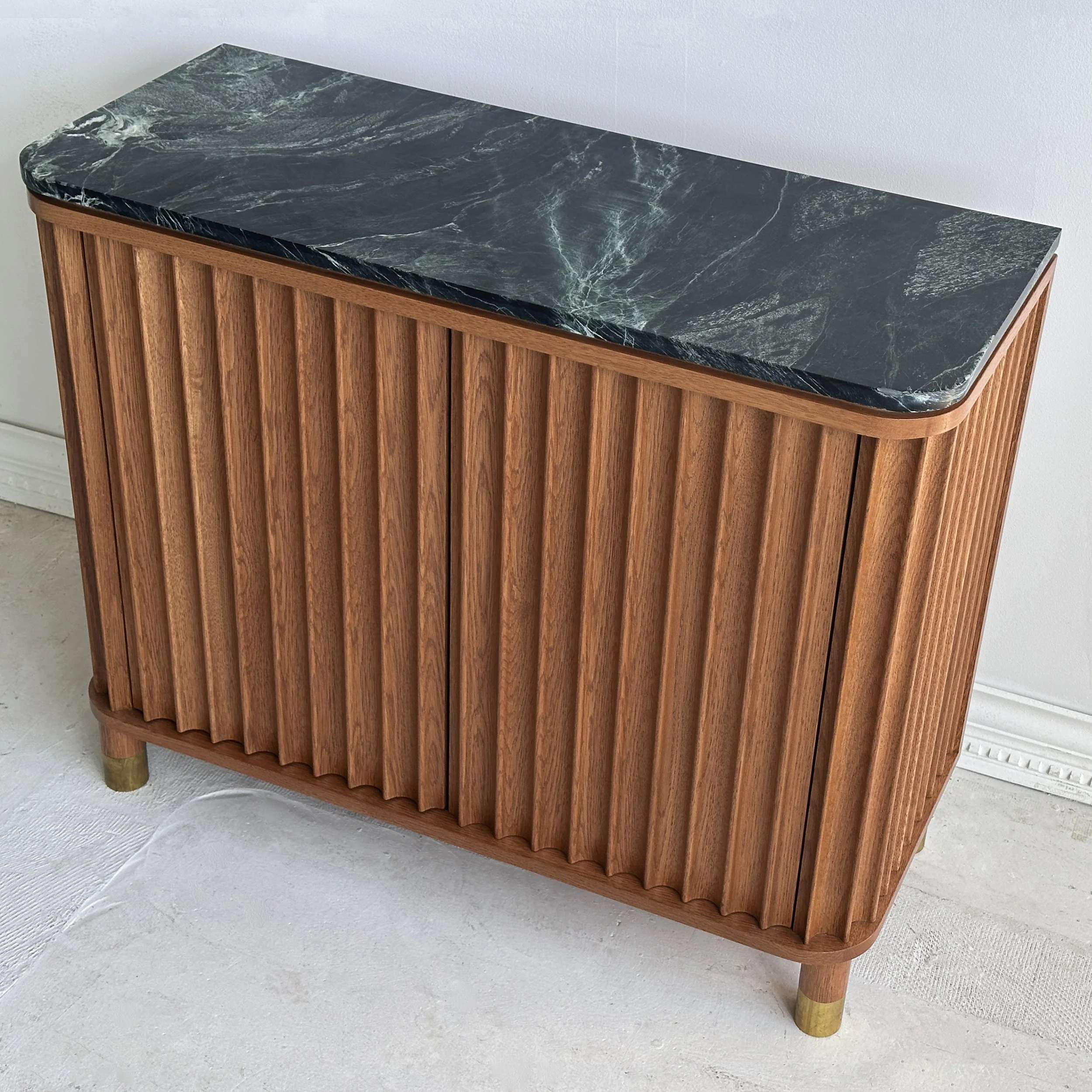 The-Balconet-Sideboard-solid-white-oak-fluted-Verdi-Alpi-marble-brass-feet-turned-custom-hand-crafted-wood.JPG