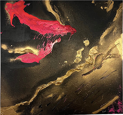 FRACTURA DEL FENIX - (SERIE ALQUIMIA DORADA). Acrílico sobre lienzo. 80 x 80 cm
