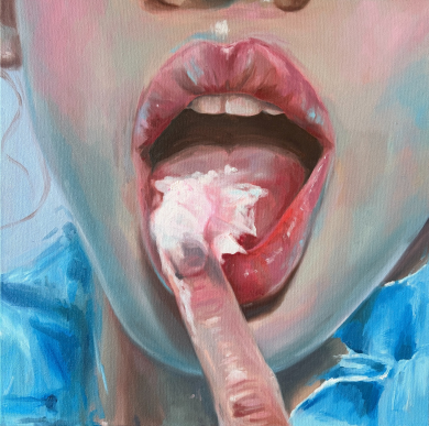 SWEET TOOTH II - Óleo sobre algodón, 2026
50,8 × 50,8 cm