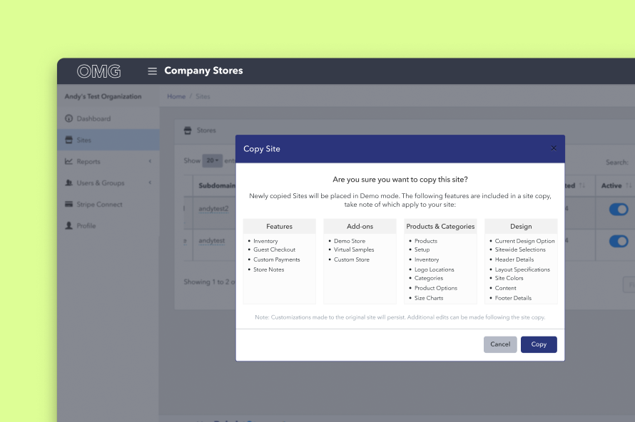 Copying Stores in Company Stores
