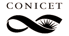 The word CONICET written above a stylized infinity symbol with the top half resembling a sunburst or radiating lines.
