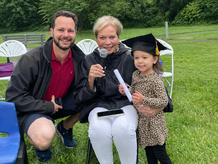 Founder Maryann Hubschman with her grandson Rich and great-granddaughter at a Palisades graduation