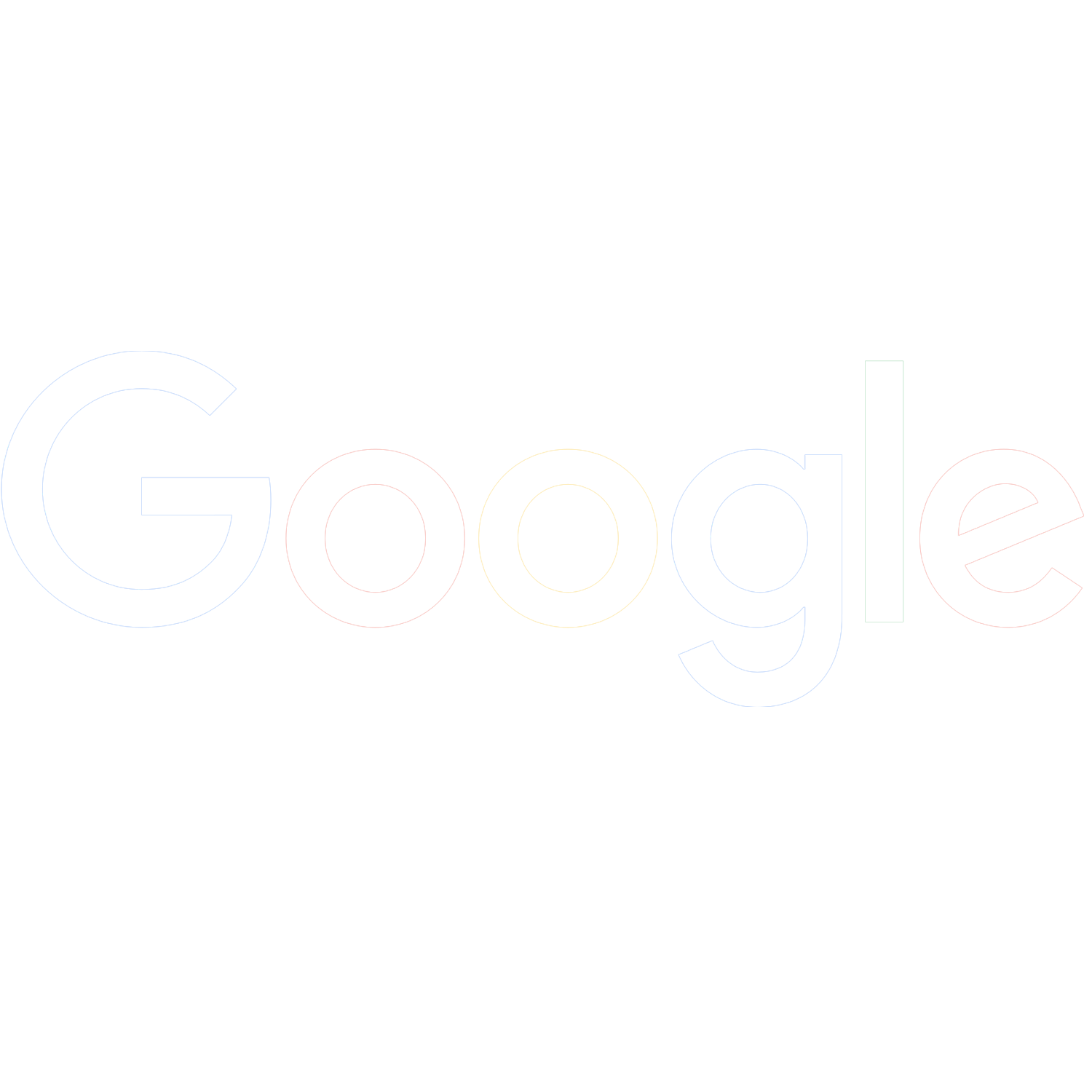 Google logo with multicolored letters on a black background.