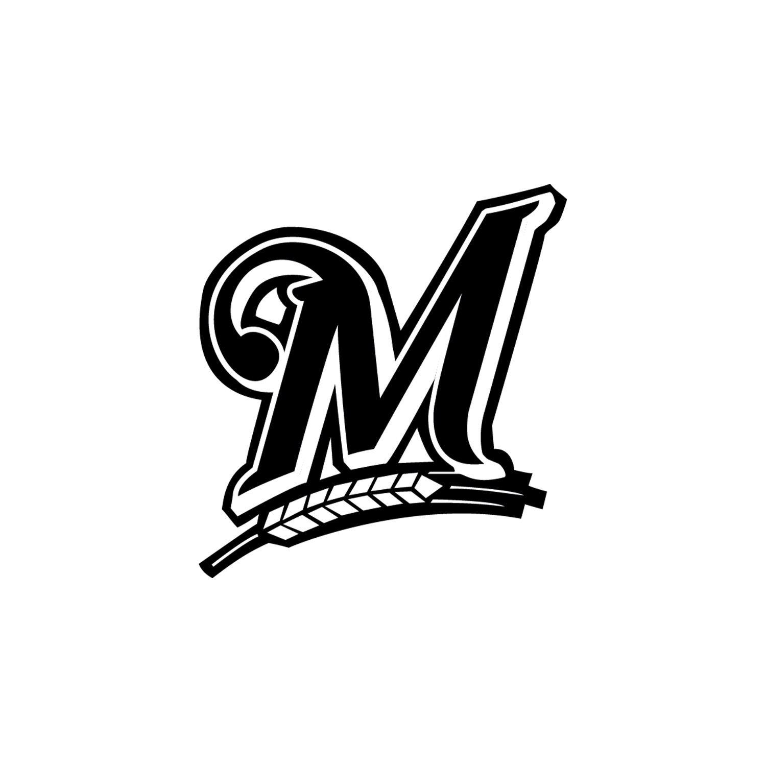 Stylized black and white logo of the MLB Milwaukee Brewers logo.