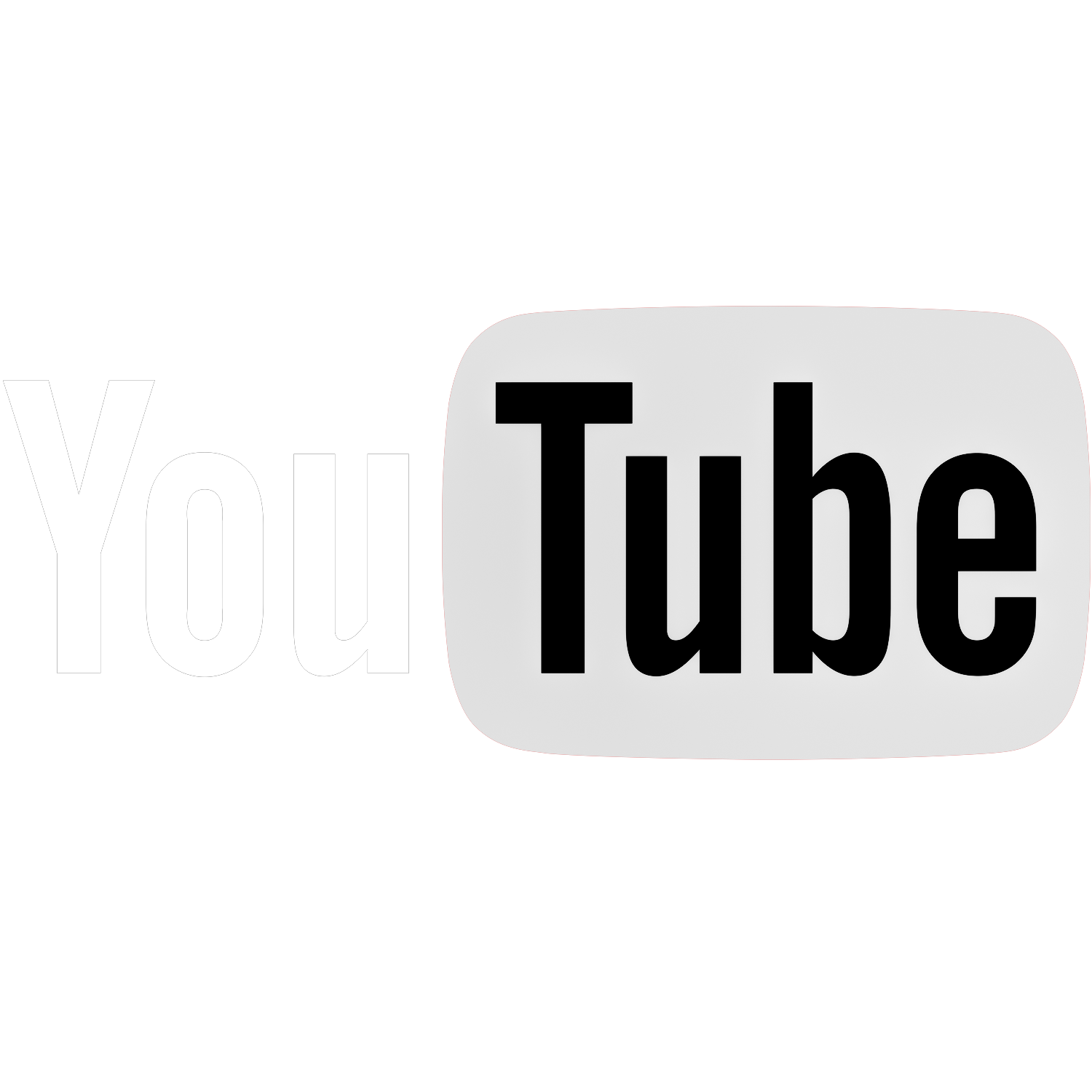 YouTube logo with black text on a white background and a red play button icon.