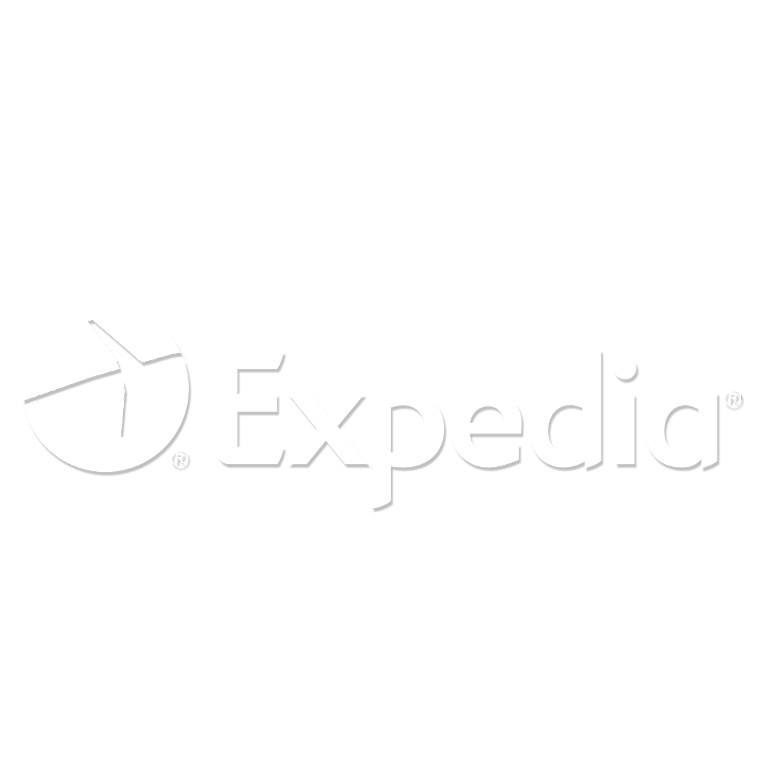 Black and white logo of Expedia with a stylized globe and wind turbine icon to the left of the text.
