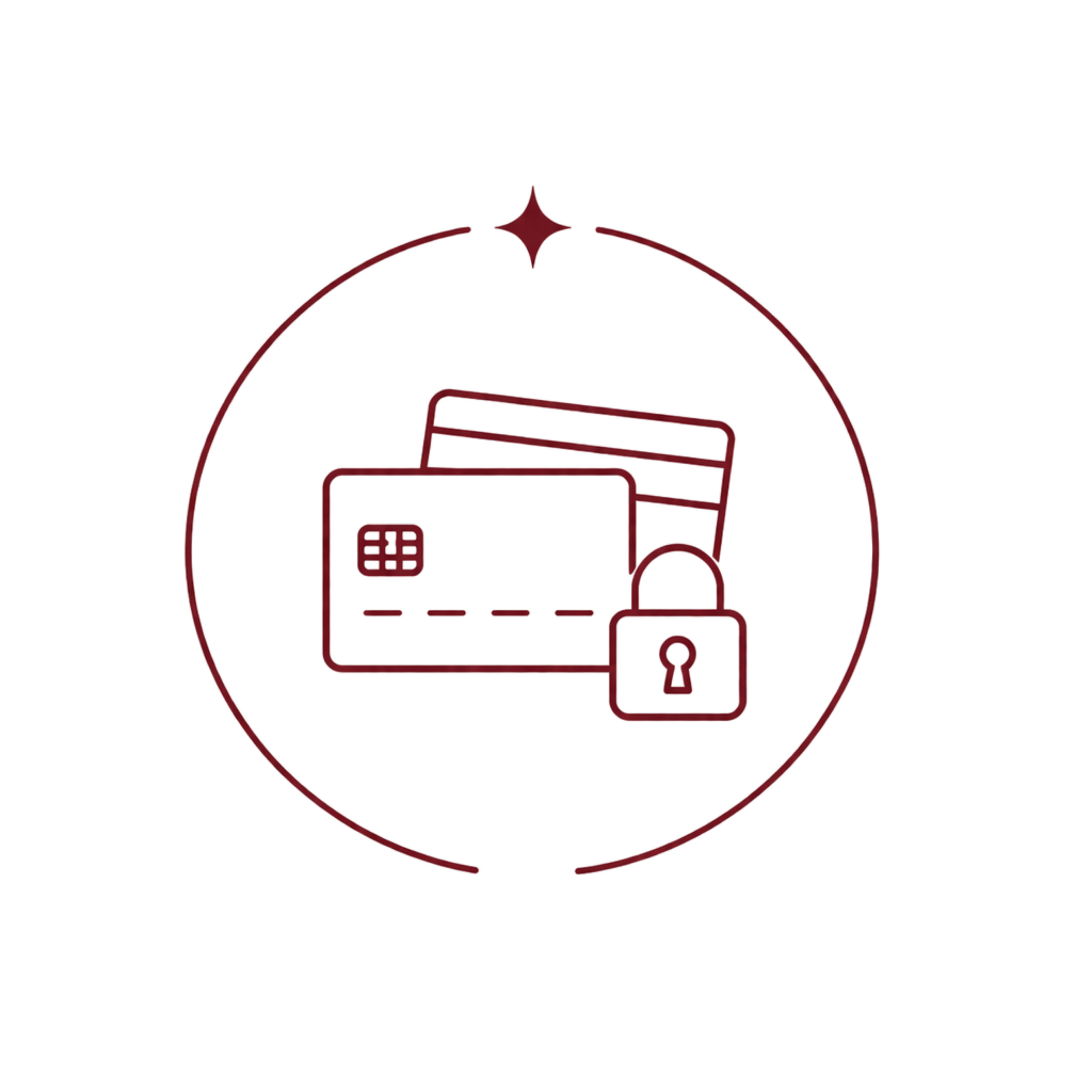 Een afbeelding van een digitale router met een slot en creditcard, symboliseert online betalingsbeveiliging.