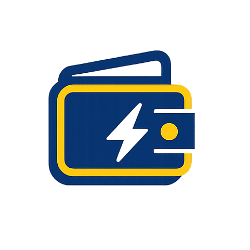A stylized graphic of a wallet with a lightning bolt symbol, suggesting fast or electric payment methods.