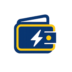 A stylized graphic of a wallet with a lightning bolt symbol, suggesting fast or electric payment methods.