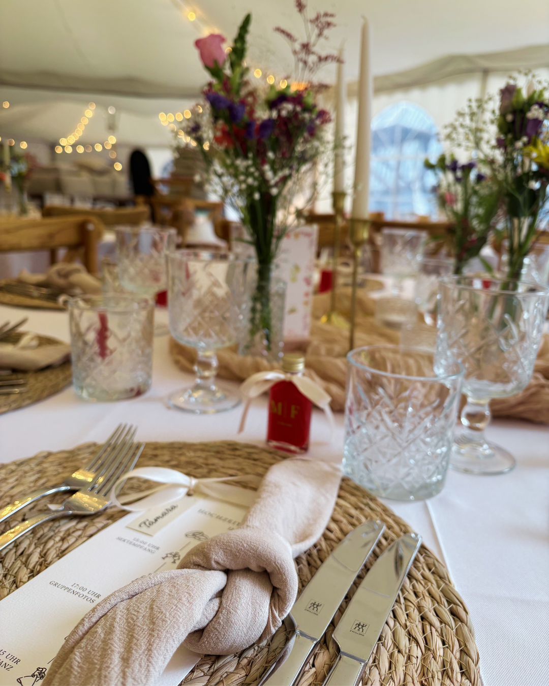 Tischdekoration - Hochzeit Kupferhof Stolberg