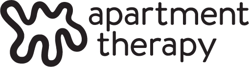 Logo with abstract shape and the words 'apartment therapy'