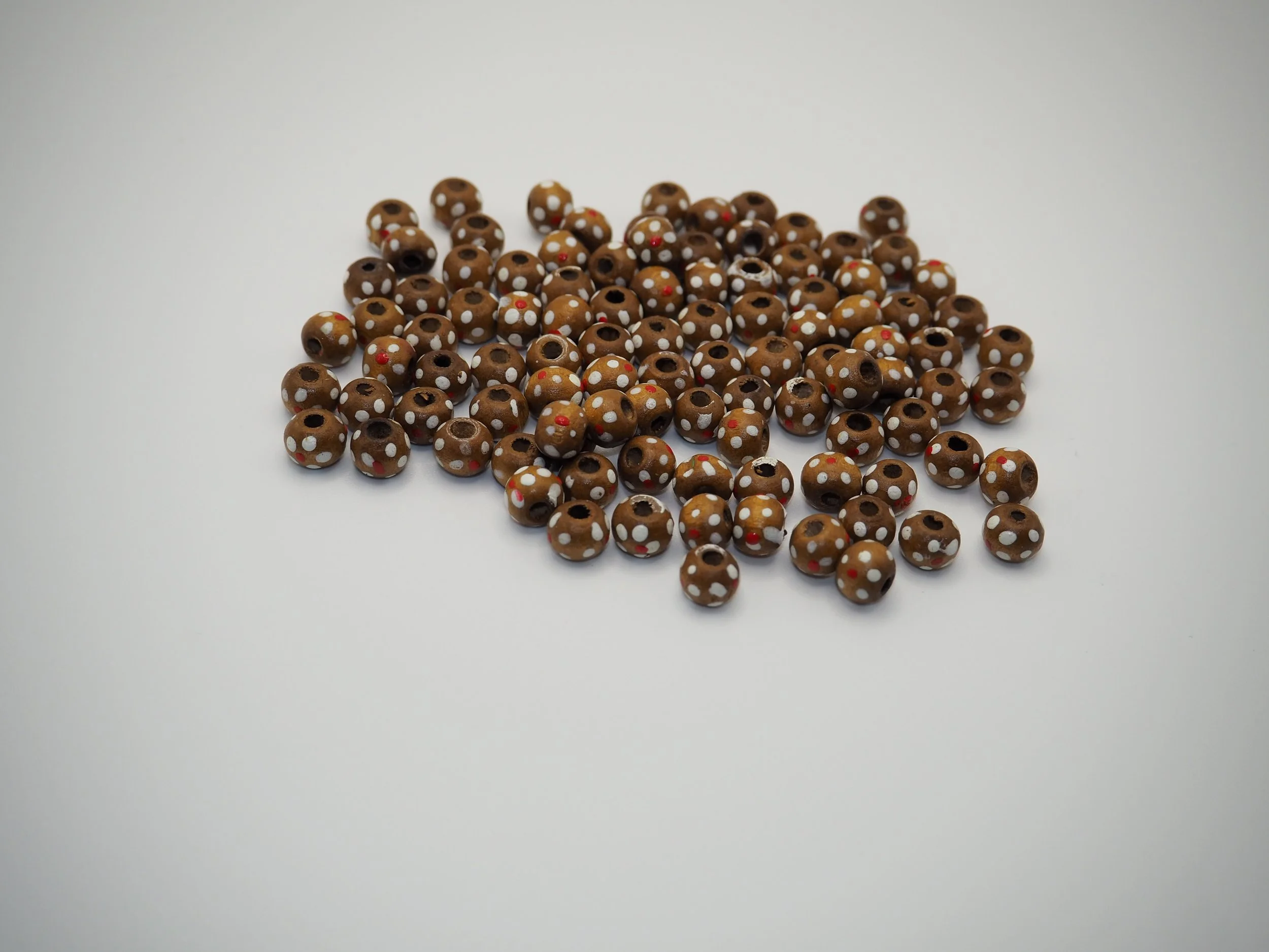 Wood Bead, Walnut polka dot bead