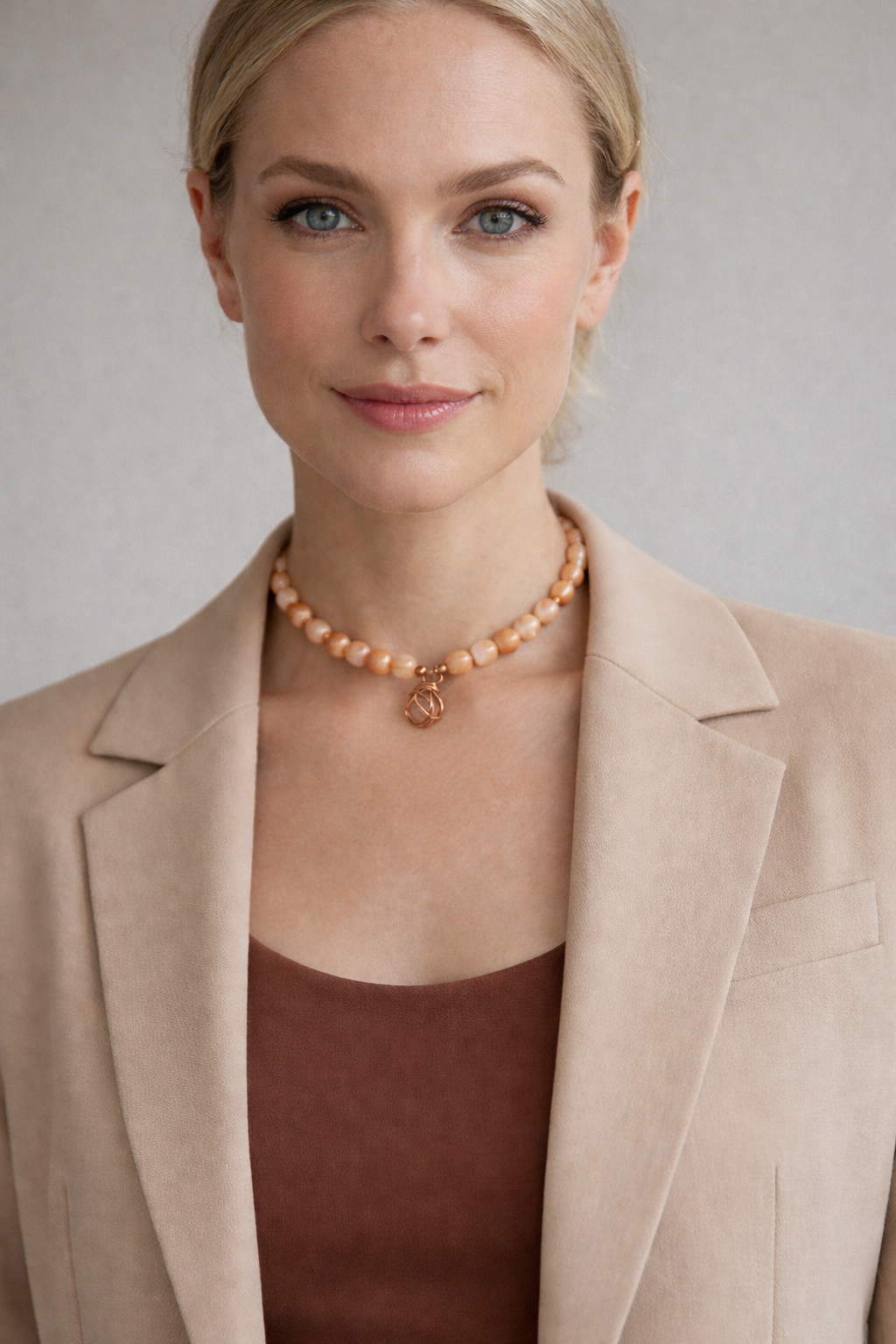 Peach Aventurine Elegance Necklace - 15 Inch