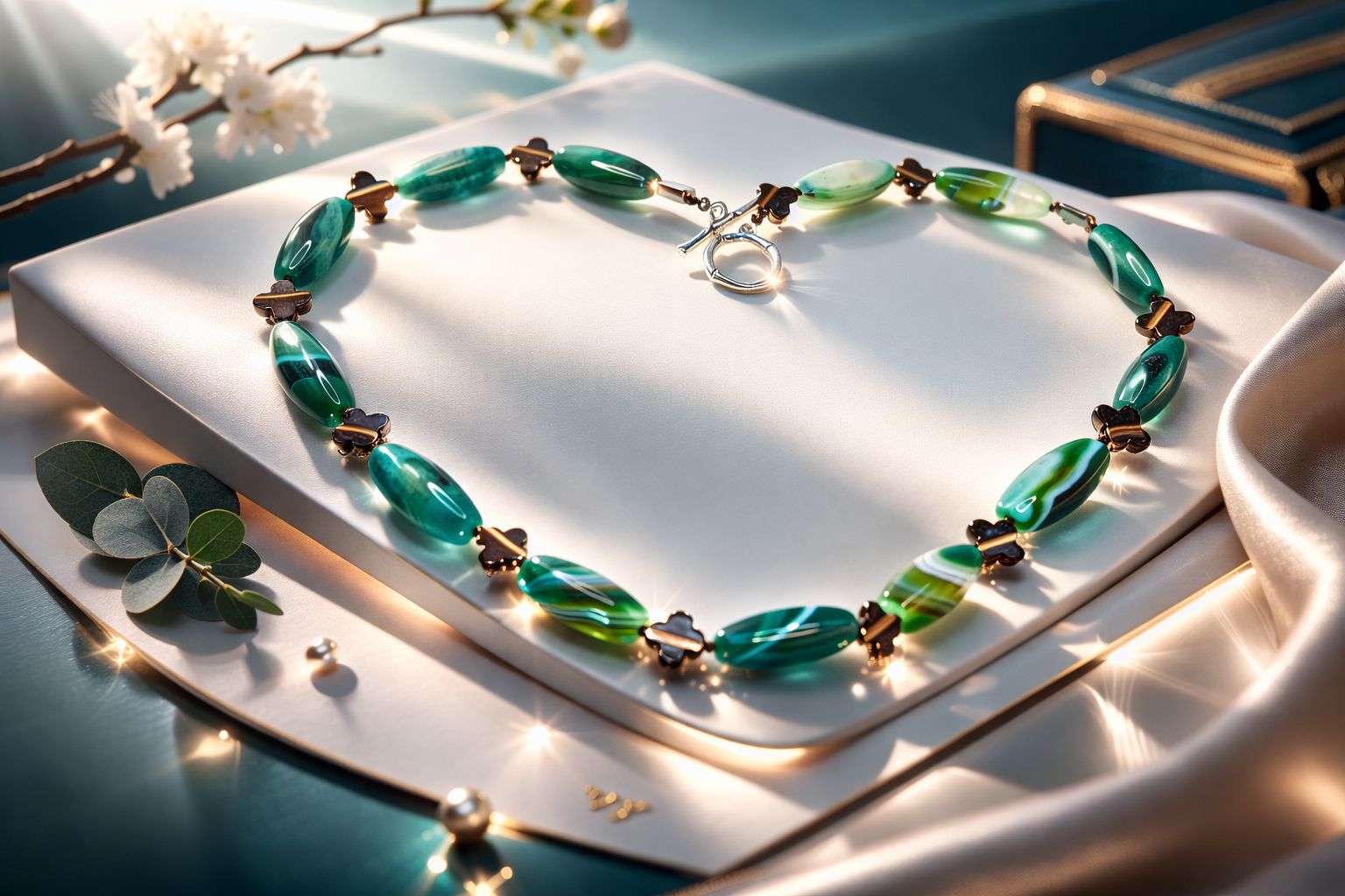 Serene Elegance Green Agate Necklace