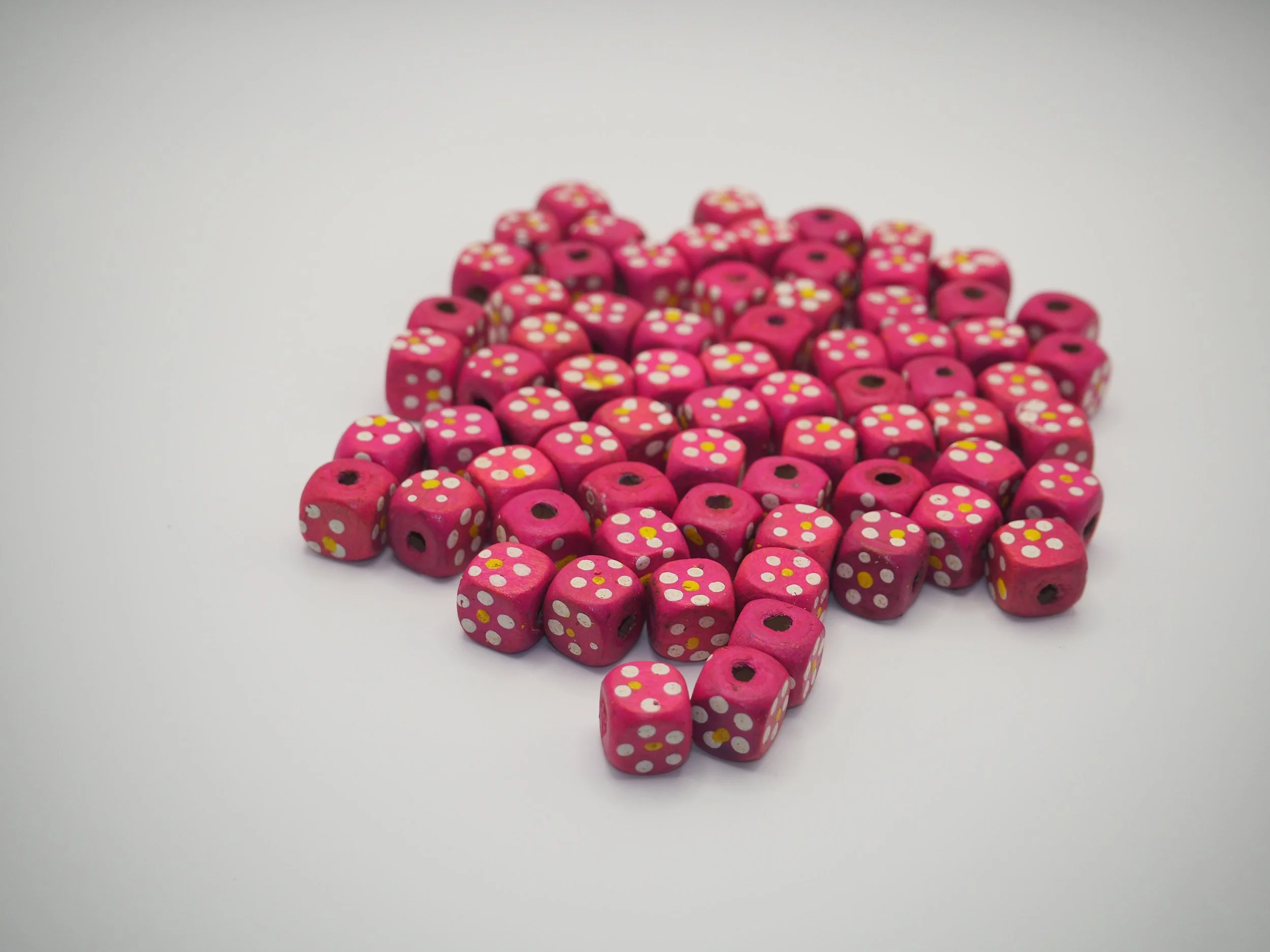 Pink Dice Wood Beads