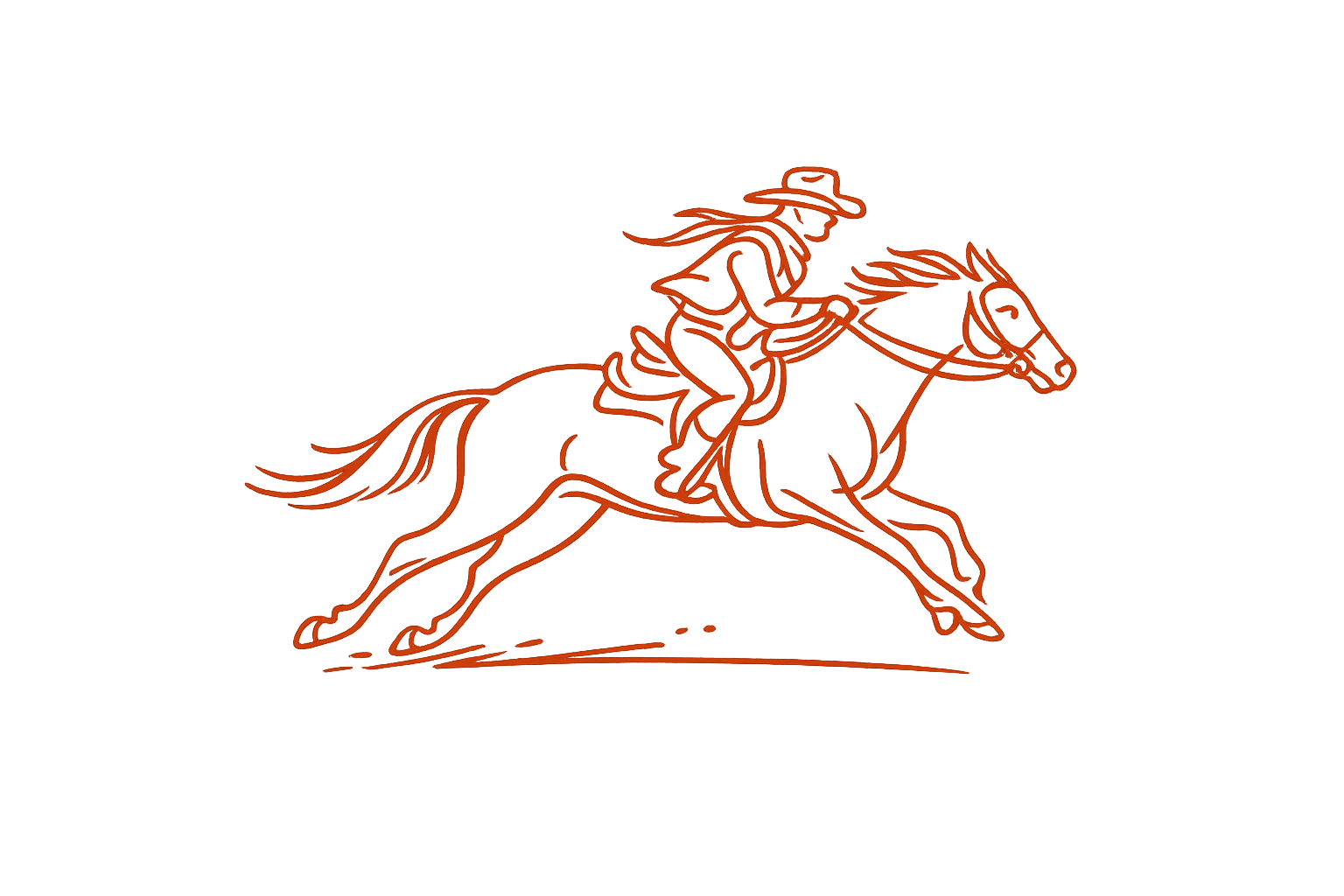 Neon sign of a cowboy riding a horse on a grey wall