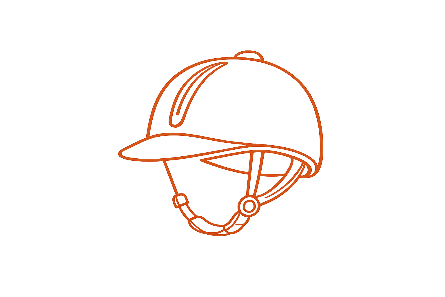 outline of a safety helmet with chin strap.