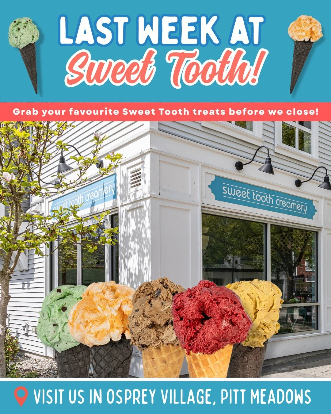 It&rsquo;s the final week to grab your favourite Sweet Tooth treats before we close for the season! 🎉

We&rsquo;ll be open 1:30 PM &ndash; 8:00 PM each day until Thursday or Friday (depending on when we sell out). Once our inventory is gone, that&rs