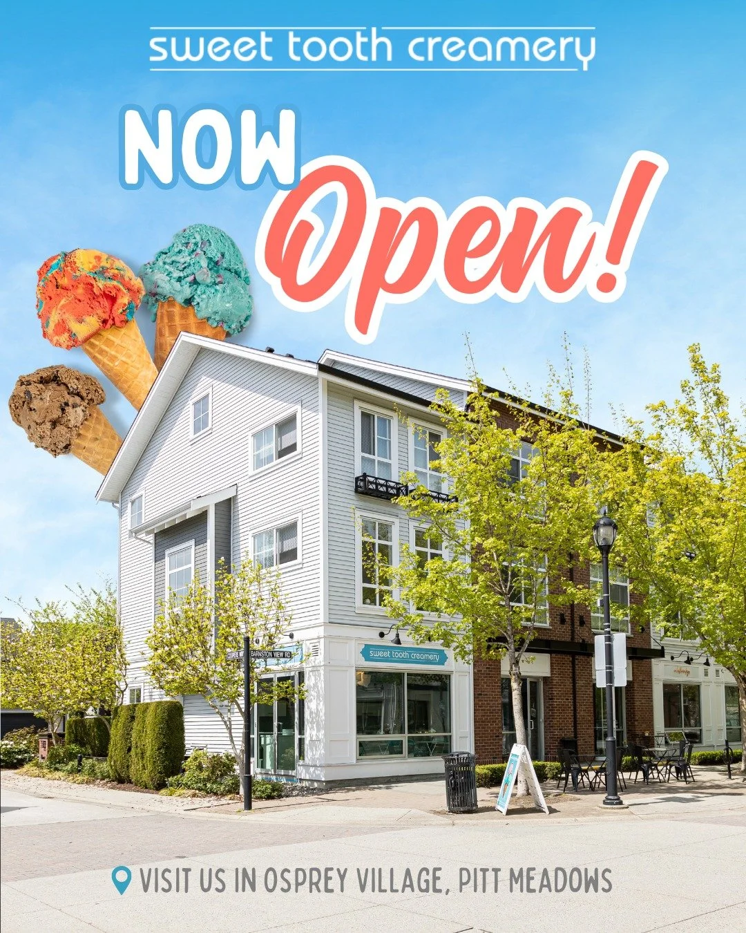 ✨ We&rsquo;re Open! 🍦

Sweet Tooth Creamery is officially open for another season in Osprey Village. 💙

From after-school cones and family outings to sunny patio afternoons and late-night ice cream runs, we&rsquo;re ready for another summer of swee