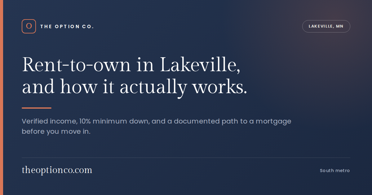 Rent-to-Own Homes in Lakeville, MN: What Underwritten Rent-to-Own Looks Like