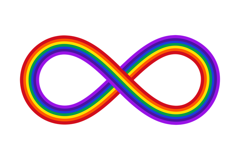 rainbow infinity symbol lgbtq+ autism neurodiversity adult therapy highly sensitive person licensed to practice in AK, CA, NV, NH, PA, TX