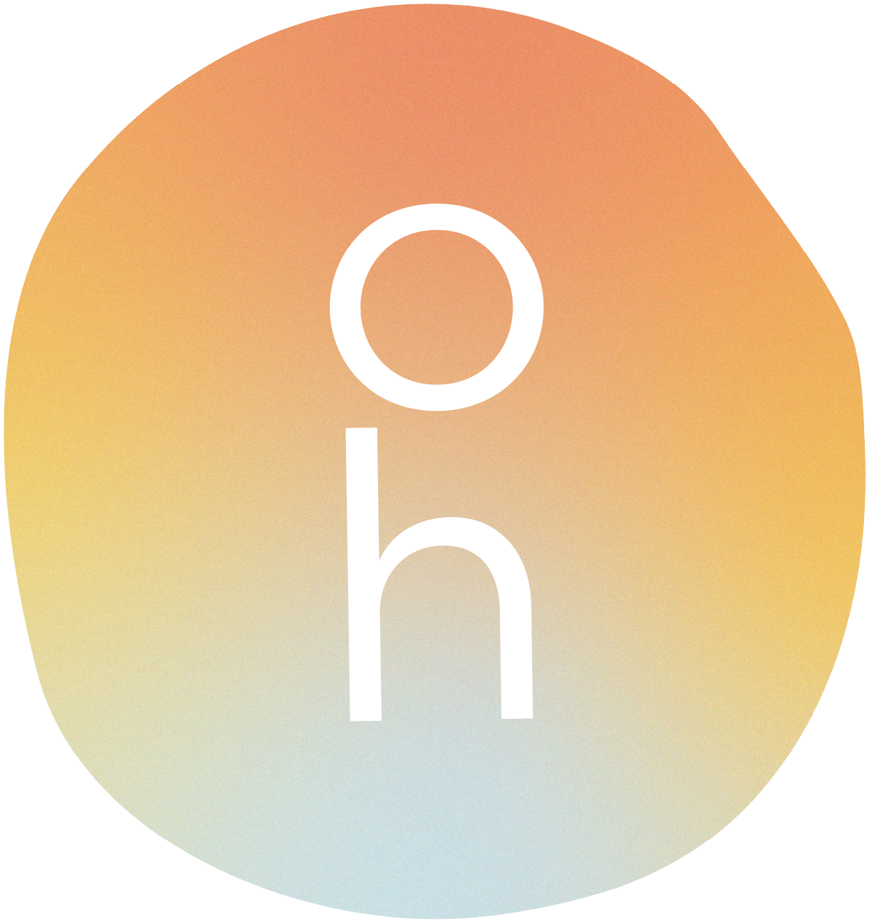 Colorful circular logo with the word "oh" in lowercase white letters