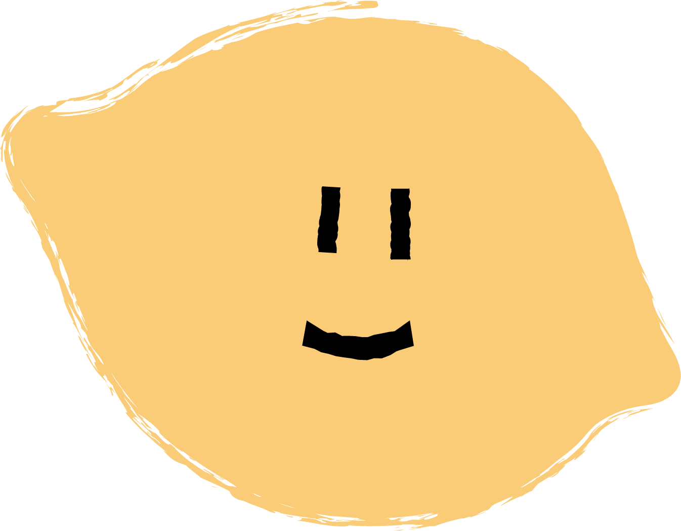A simple drawing of a smiling face with two vertical lines for eyes and a curved line for a mouth, on a yellowish background.