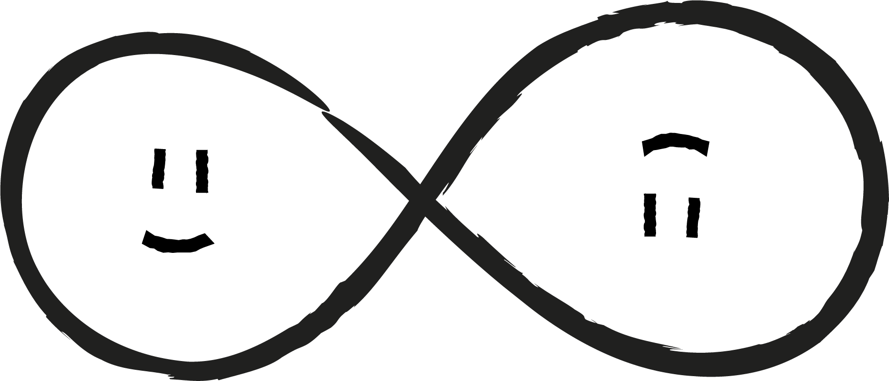 Black infinity symbol on a transparent background.