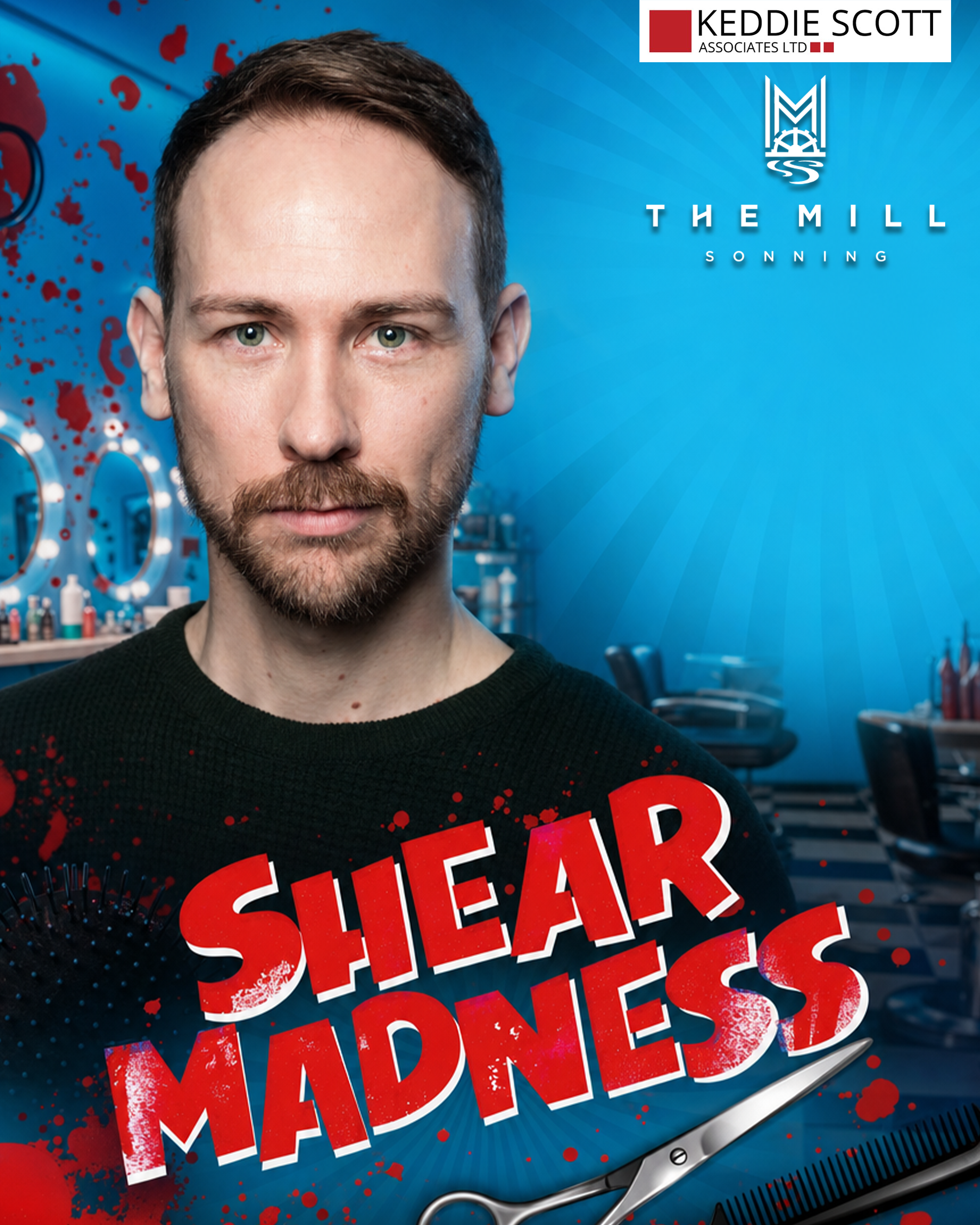 Daniel Cane steps into the role of Tony Whitcomb in Shear Madness at the Mill at Sonning