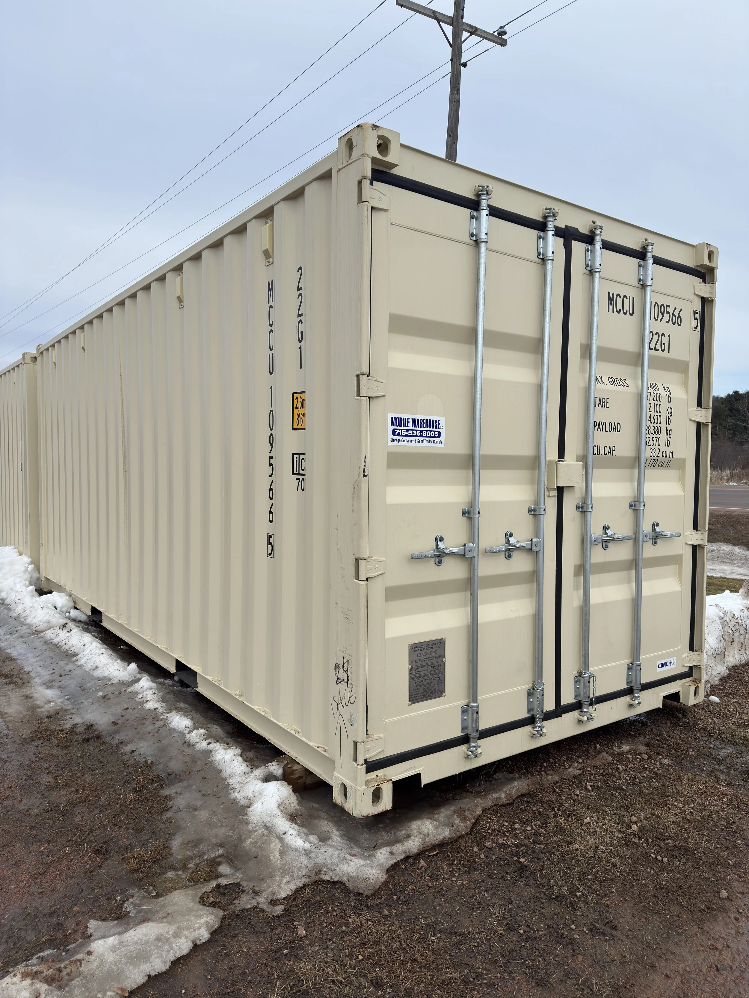 20' New/One Trip Shipping Container- Tan in color