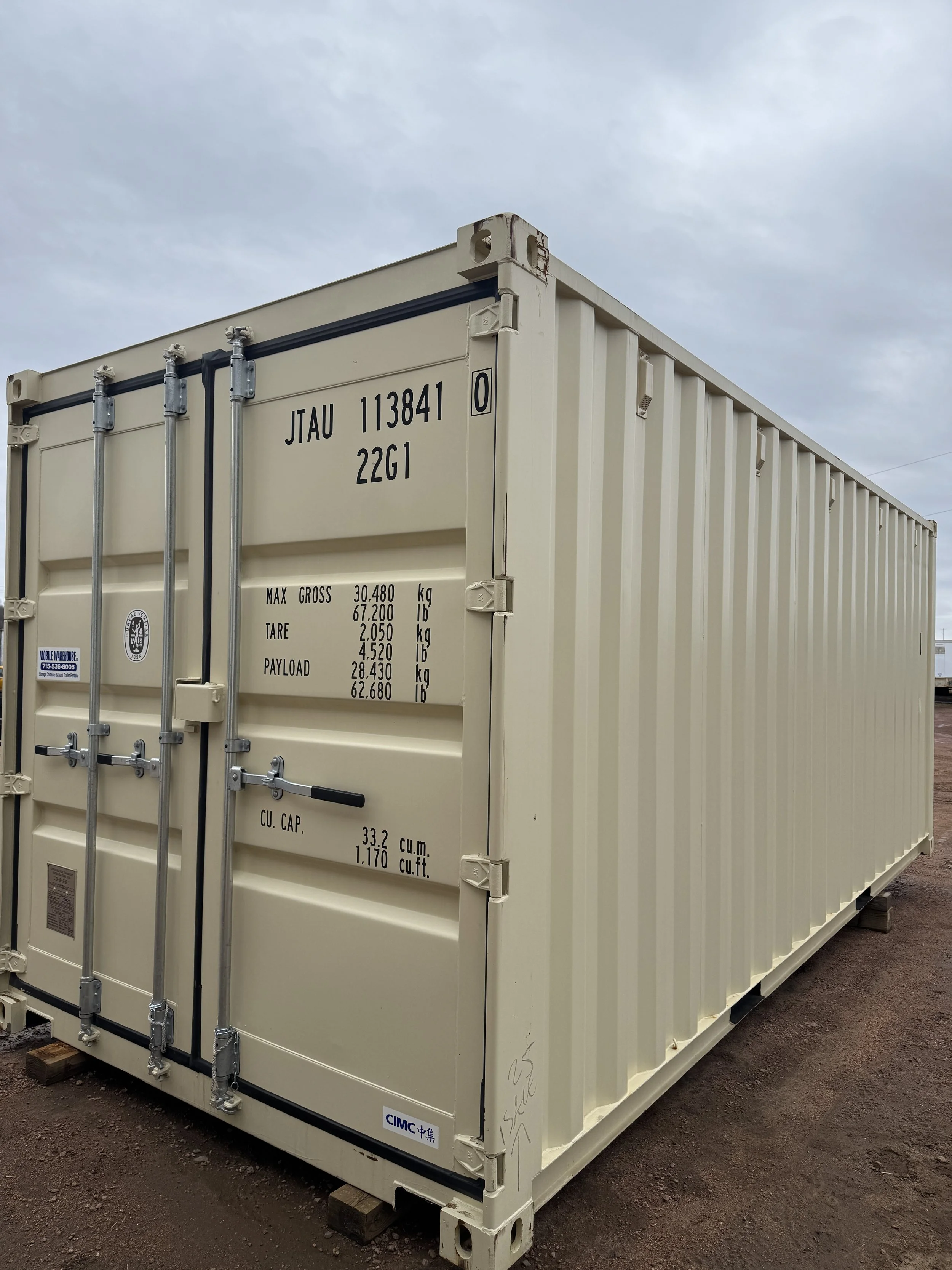 20' New/One Trip Shipping Container- Tan