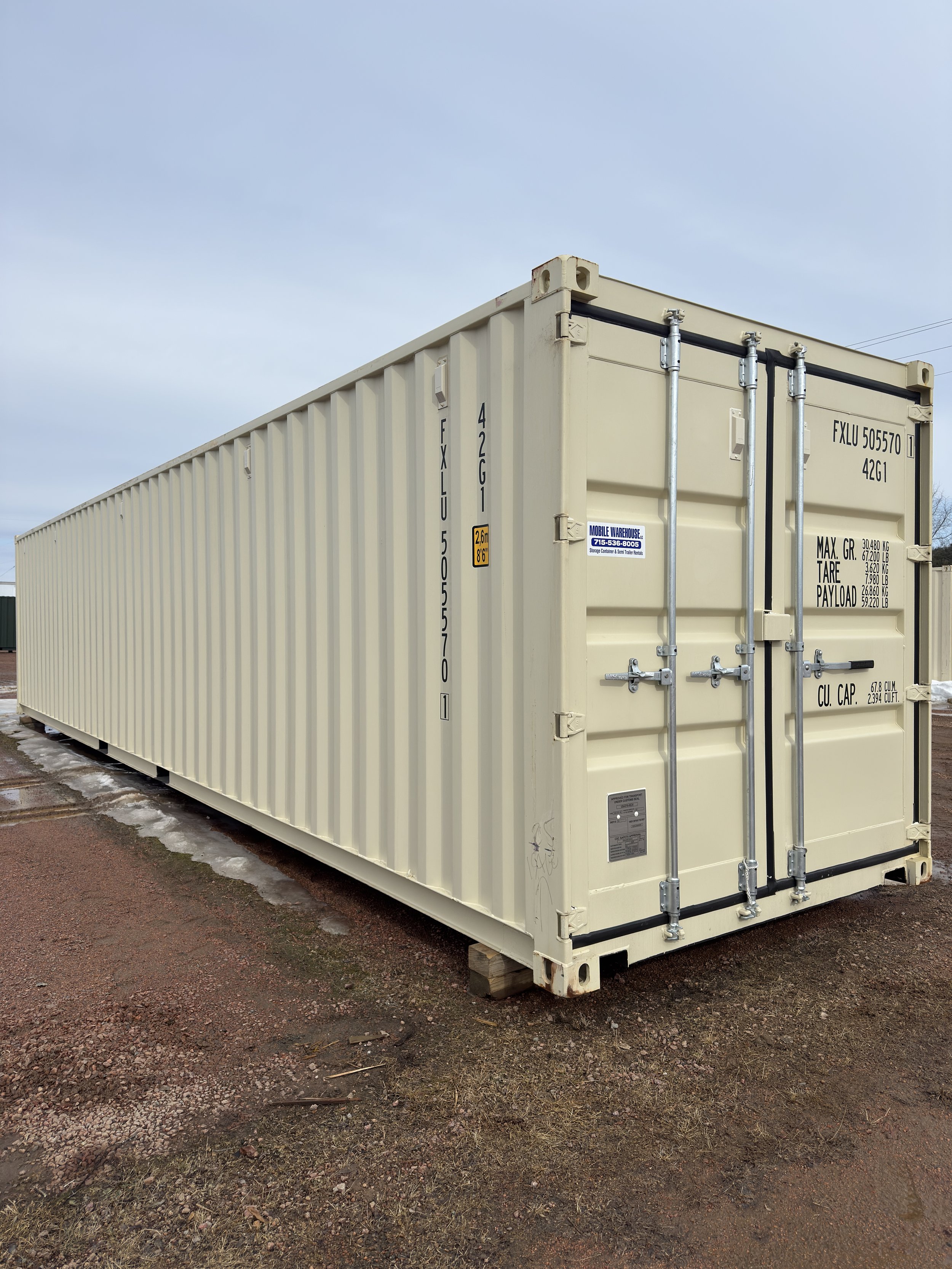 40' New/One Trip Shipping Container- Tan