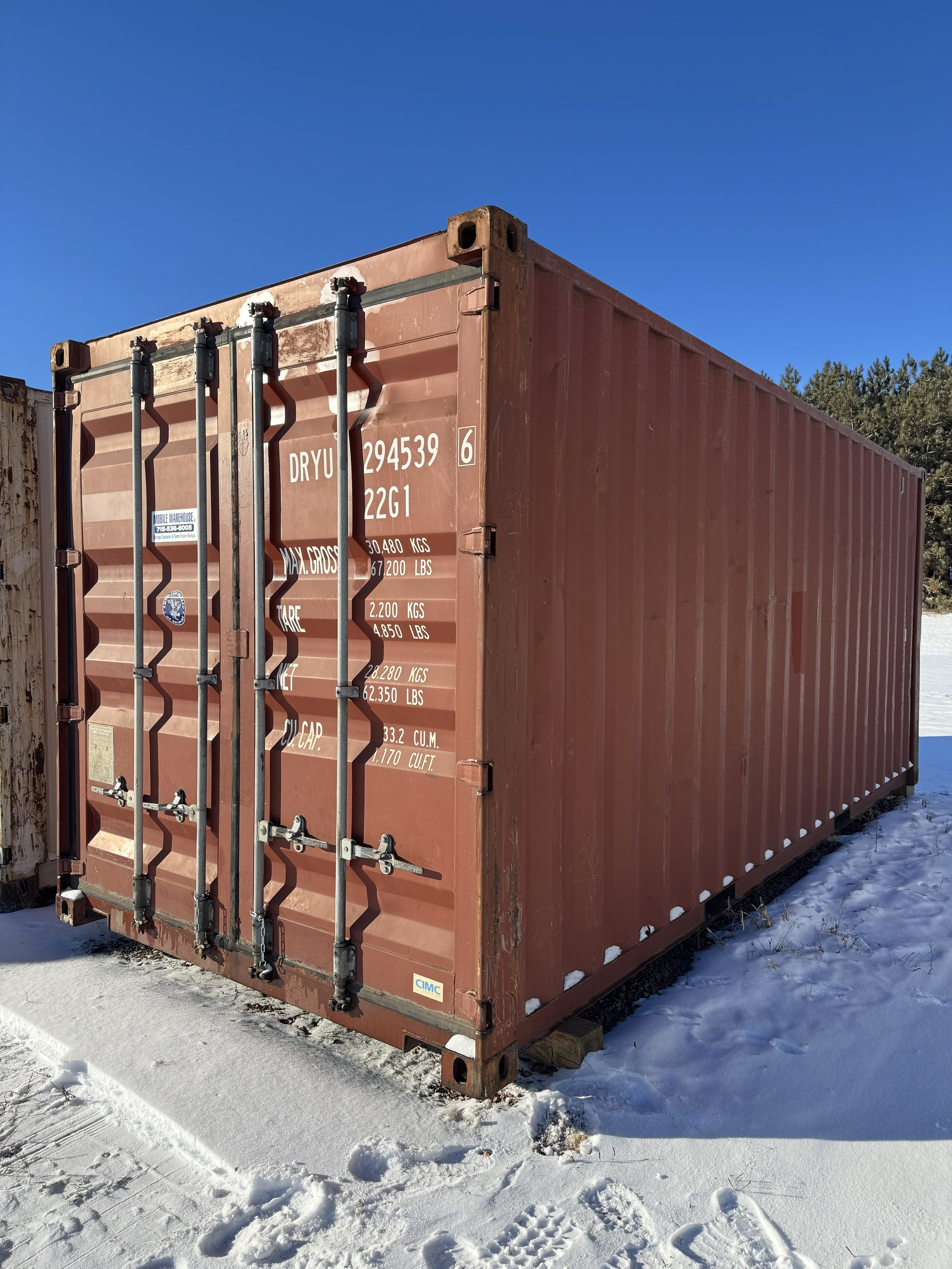 20' Used/Cargo-worthy Shipping Container- Brick Red