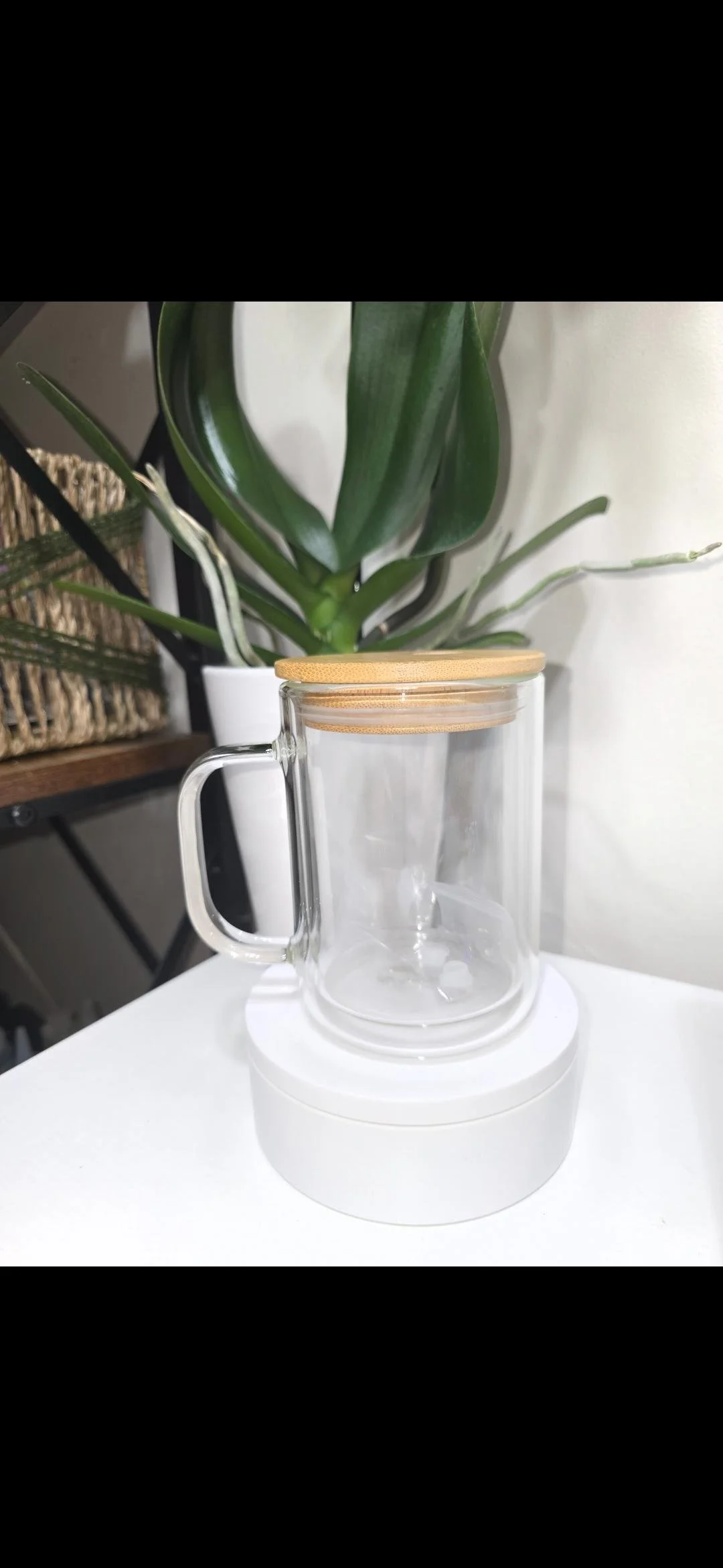 15oz Glass Snow Globe Tumbler W/ Handle