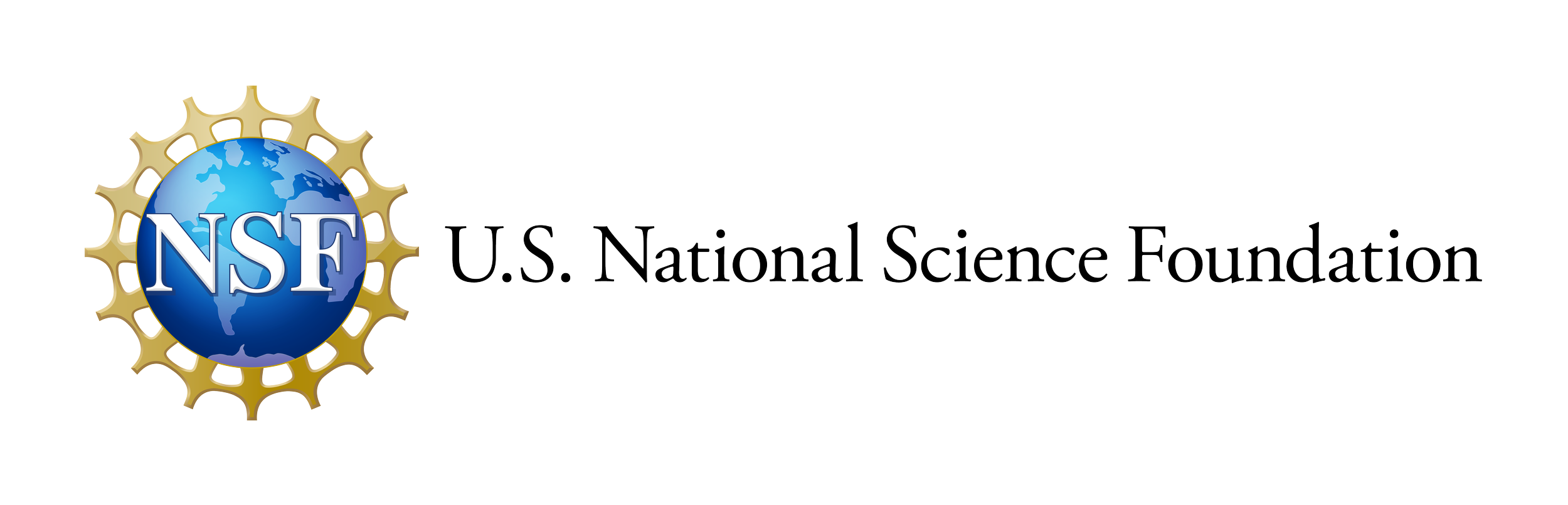 Logo of the U.S. National Science Foundation featuring a globe with continents and the NSF acronym, surrounded by a gear, with the text 'U.S. National Science Foundation'.
