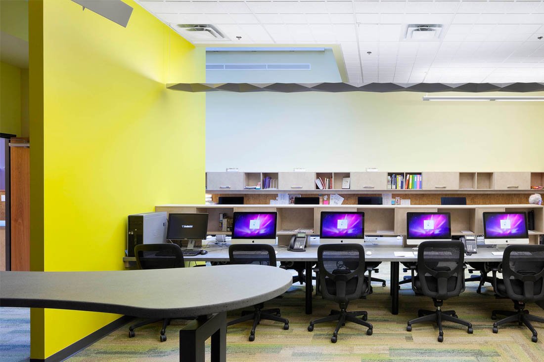 Computer stations at the Halton McMaster Family Health Clinic
