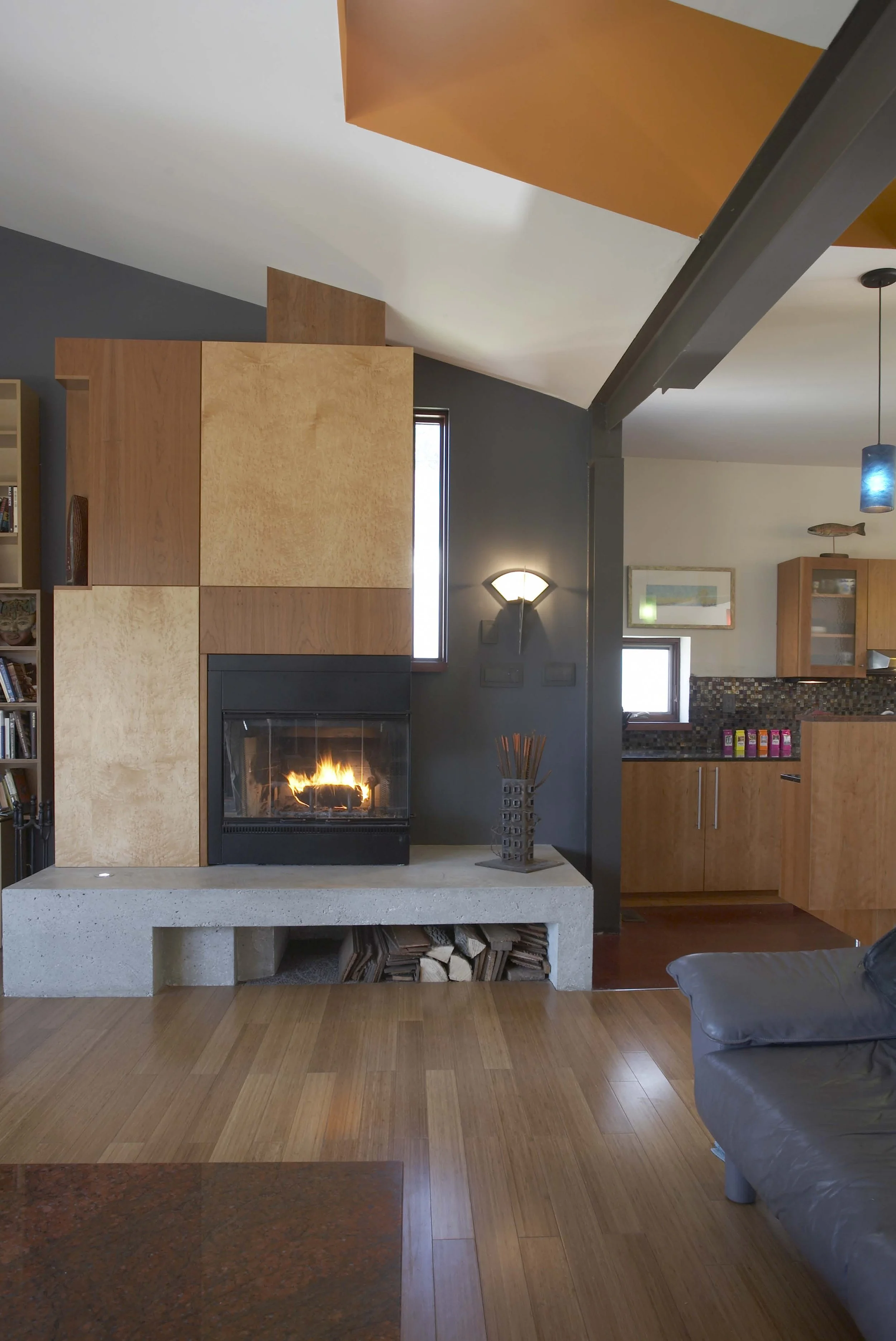 Living room with an electric fireplace