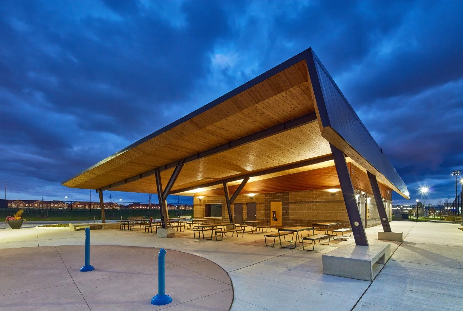 North Park Fieldhouse in the evening